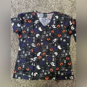 Halloween Themed Scrub Top
